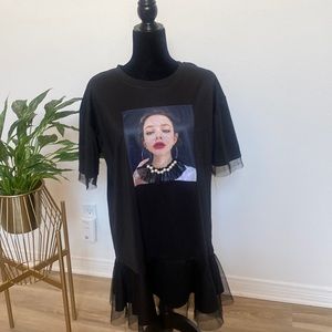 Tshirt dress with tulle